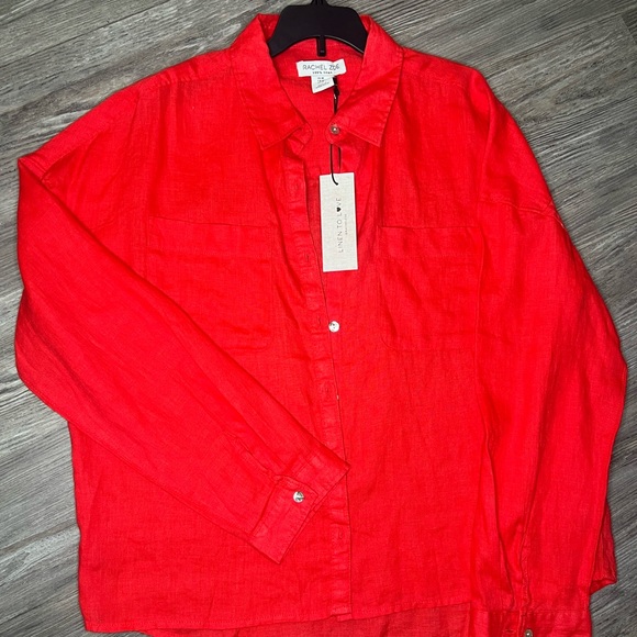 Rachel Zoe Scarlet Linen Shirt - Picture 3 of 11